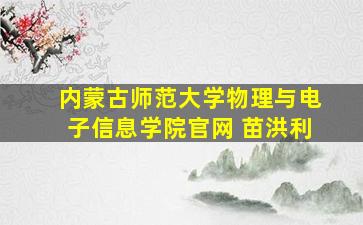 内蒙古师范大学物理与电子信息学院官网 苗洪利